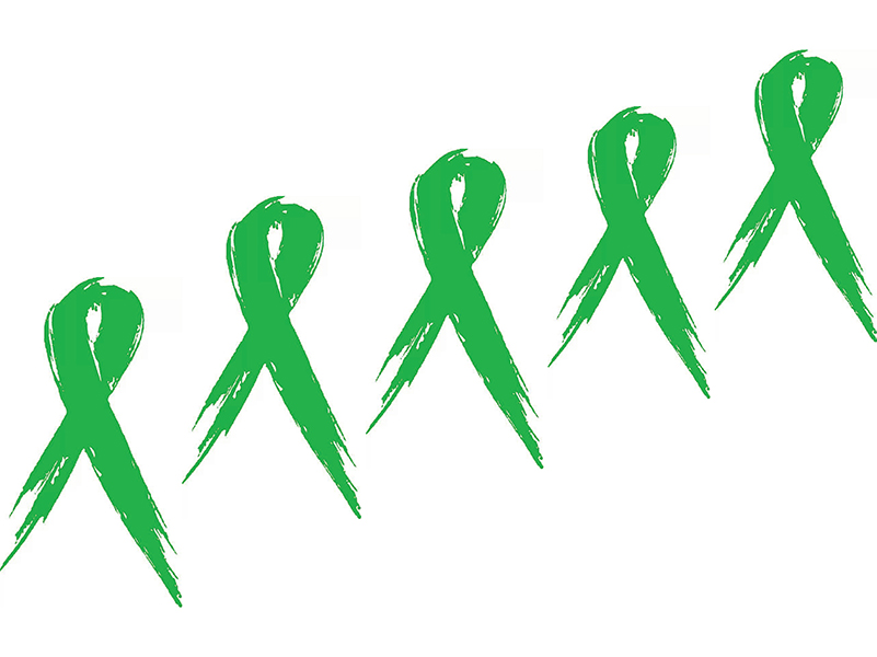 Five green ribbons
